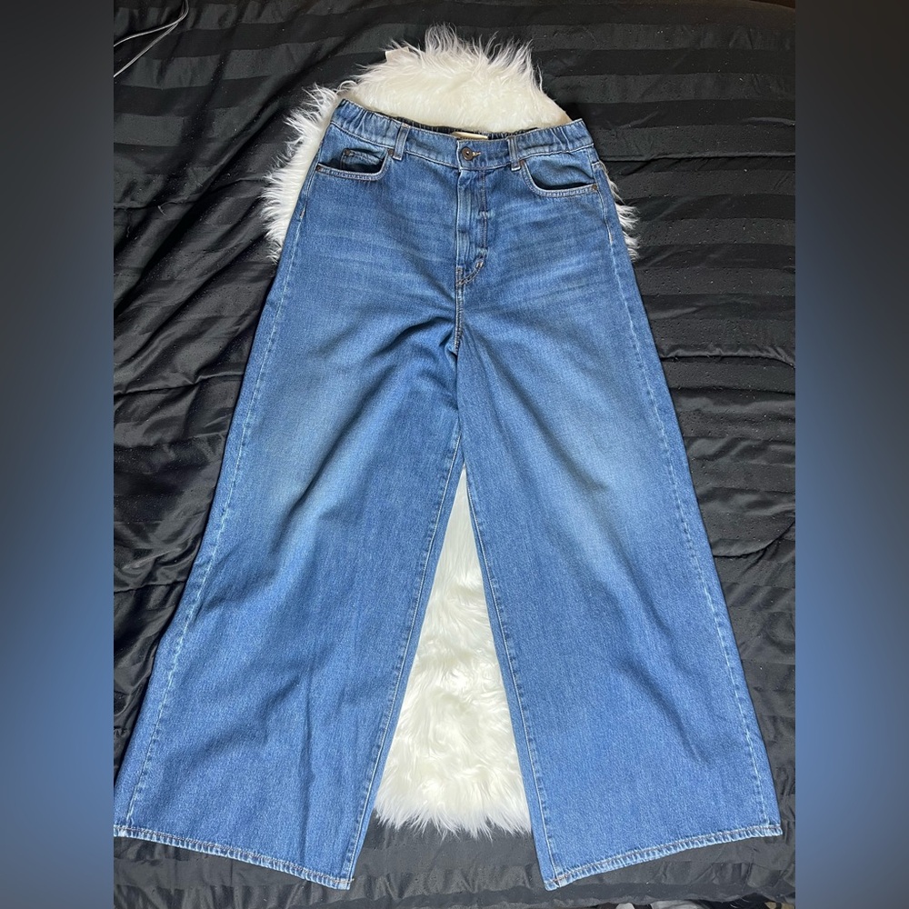 Weekend Max Mara Elasticated-Waist Wide Leg Jeans Size 12 - Picture 2 of 9